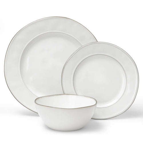 One of One Aurora Stoneware Dinnerware Set of 12 - Pearl White