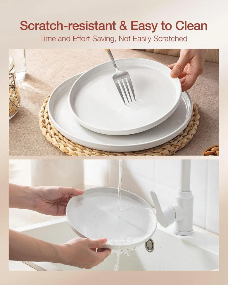 ONE of ONE Plates and Bowls Set, 12 Pieces Dinnerware Sets, Dishes Set for 4, White