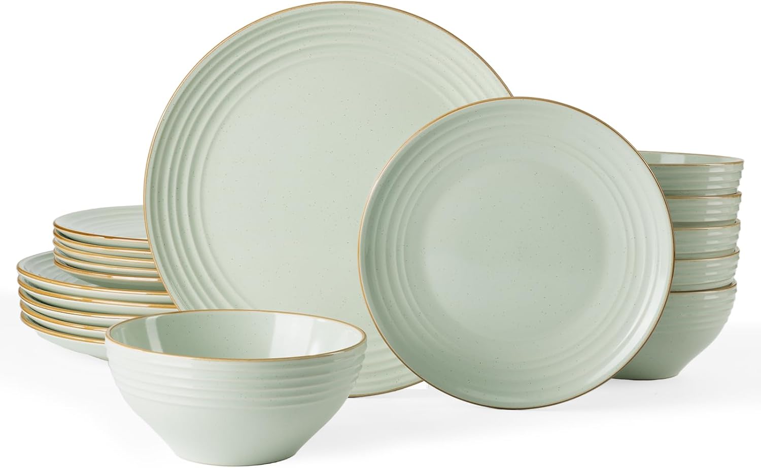 One of One Jupiter Stoneware Dinnerware Set of 18 - Light Green