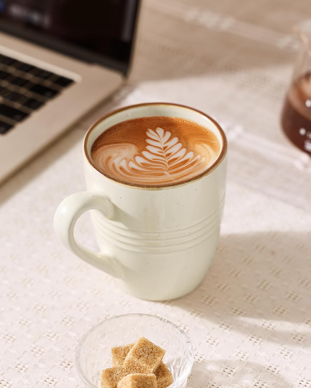 ONE of ONE Jupiter Coffee Mugs Set of 4, 14 OZ Coffee Mug, Microwave and Dishwasher Safe, Coffee Cups with Handle for Coffee, Tea, Cocoa, Milk, Vanilla White