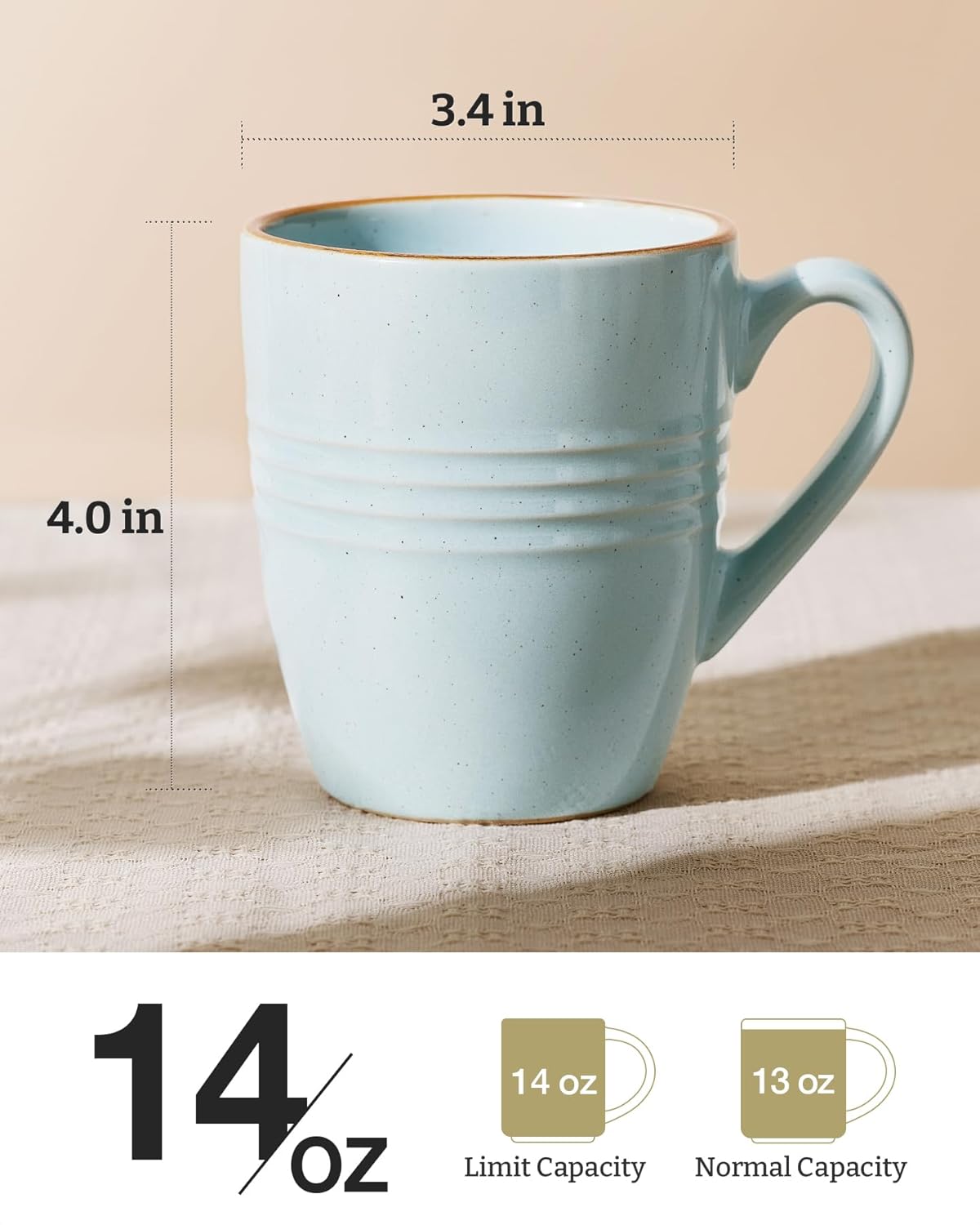 ONE of ONE Jupiter Coffee Mugs Set of 4, 14 OZ Coffee Mug, Microwave and Dishwasher Safe, Coffee Cups with Handle for Coffee, Tea, Cocoa, Milk, Multi-color