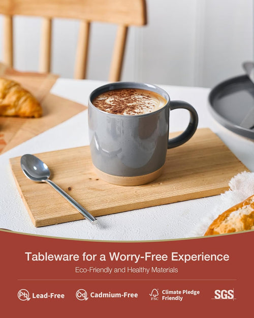 ONE of ONE Coffee Mugs for 4, 13 oz Mug Set, Dringking Cup with Handle for Coffee, Tea, Cocoa, Milk, Milkyway serise, Gray.