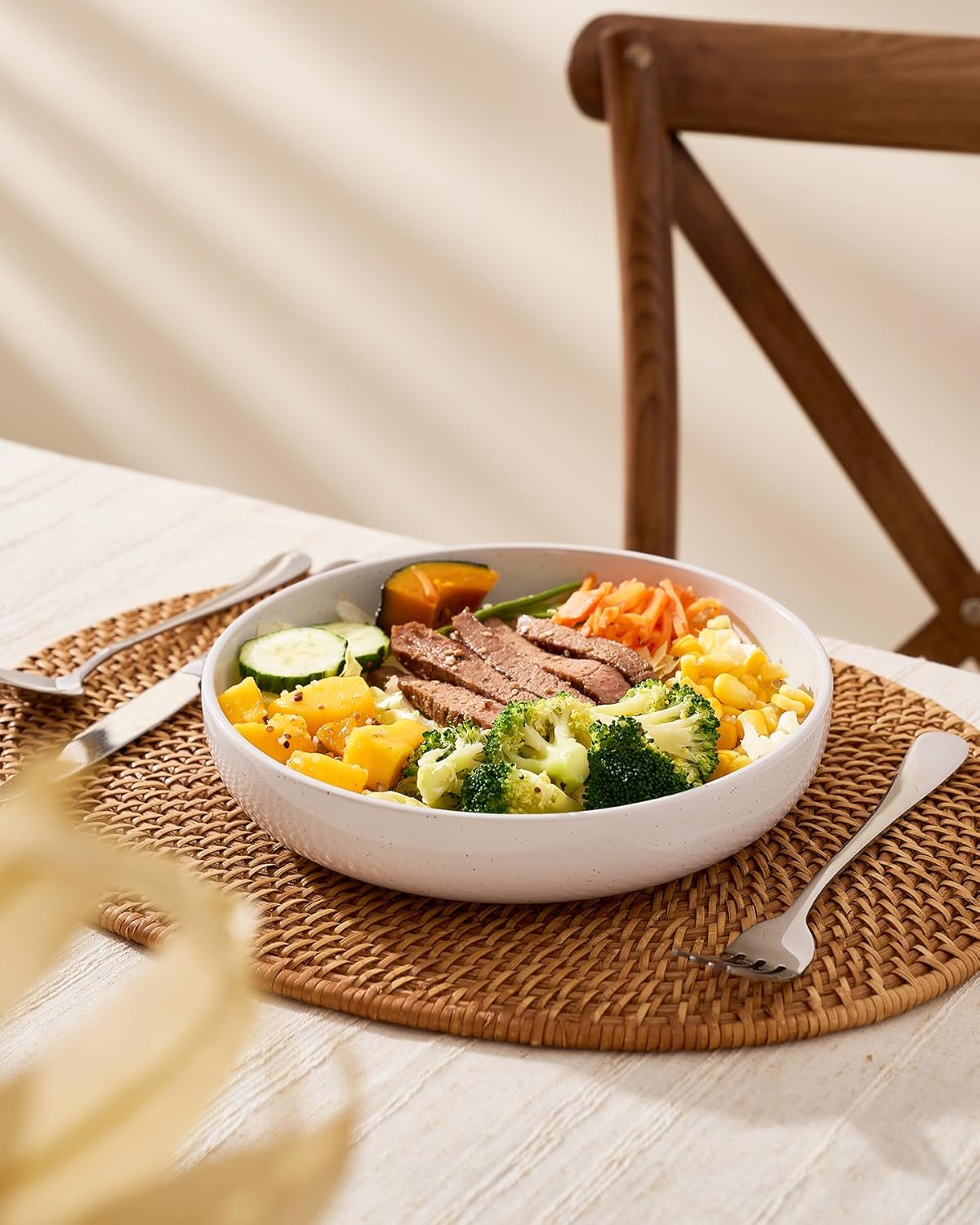 One of ONE Pasta Bowls Set of 4, Salad Bowls Perfect for Your Friend for Housewarming, Thanksgiving, Christmas, White