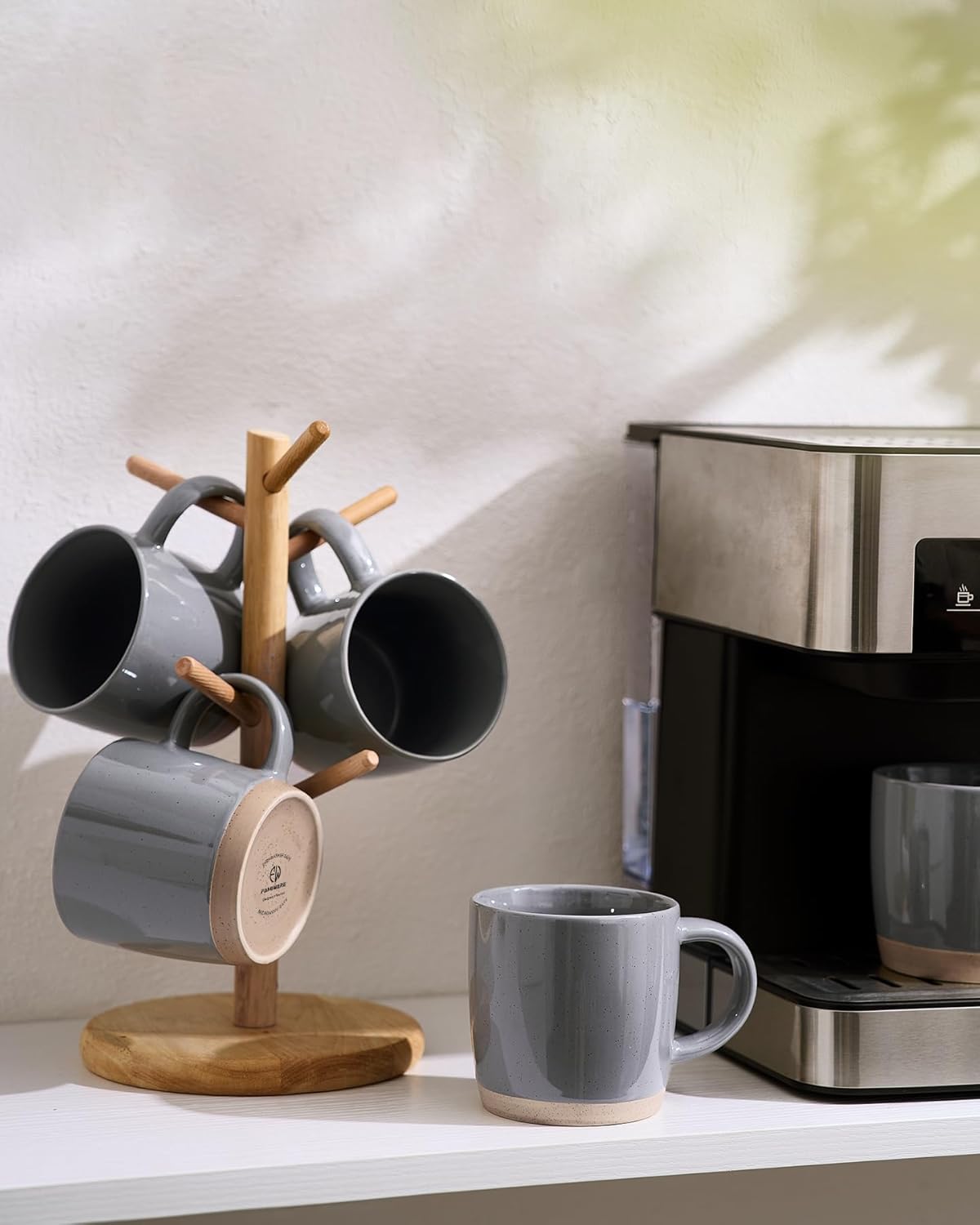 ONE of ONE Coffee Mugs for 4, 13 oz Mug Set, Dringking Cup with Handle for Coffee, Tea, Cocoa, Milk, Milkyway serise, Gray.