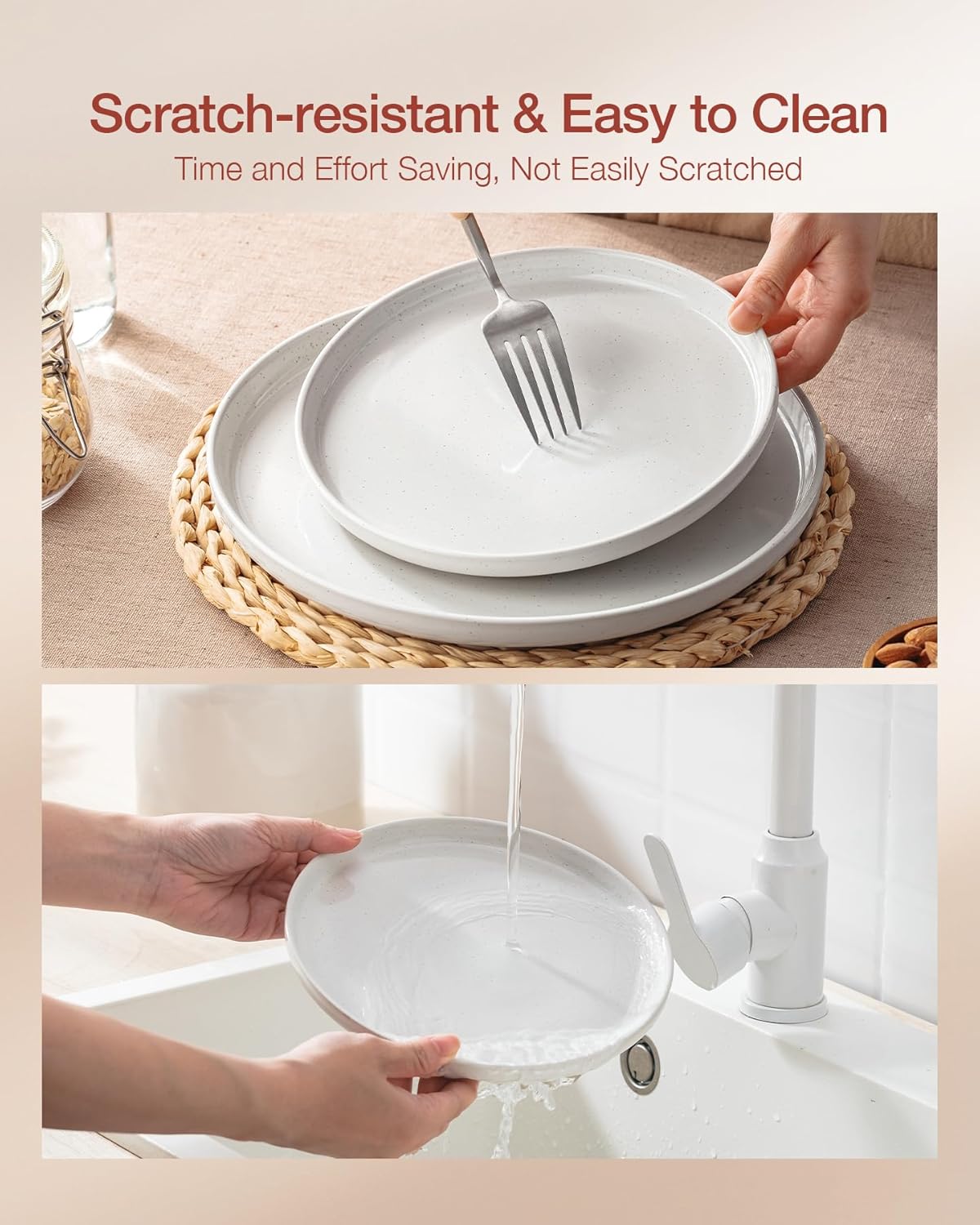 ONE of ONE Plates and Bowls Set, 12 Pieces Dinnerware Sets, Dishes Set for 4, Multi Colors.