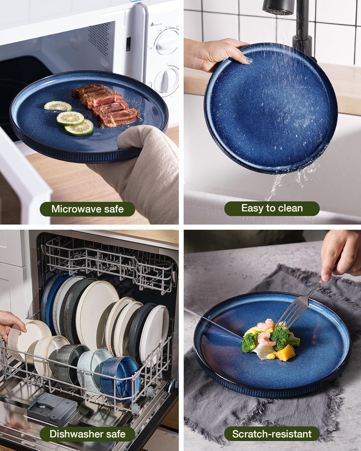 ONE of ONE Star Stoneware Dinnerware Set of 12 - Nebula Blue