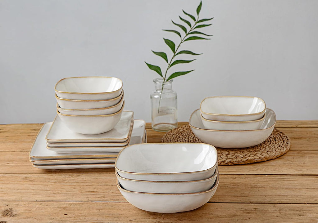 ONE of ONE 8'' Stoneware Large Square Pasta Bowl (Set of 4)