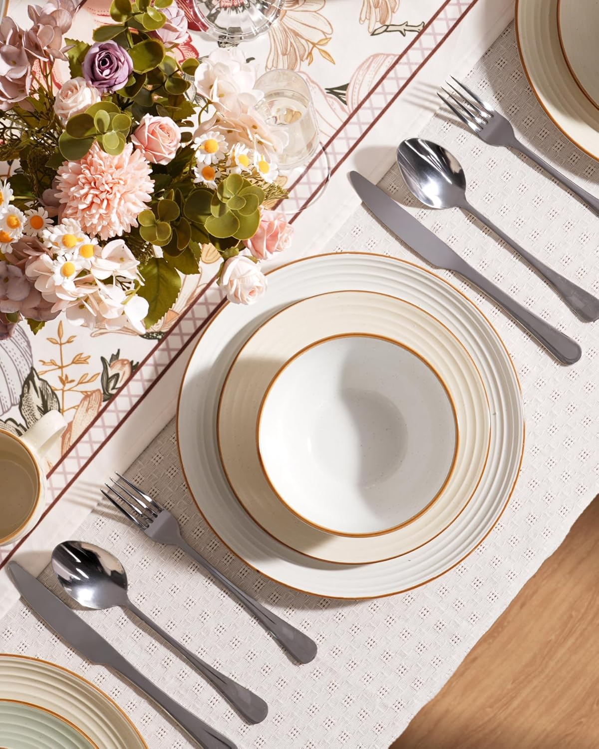 ONE of ONE Jupiter Stoneware Dinnerware Set of 12 - White